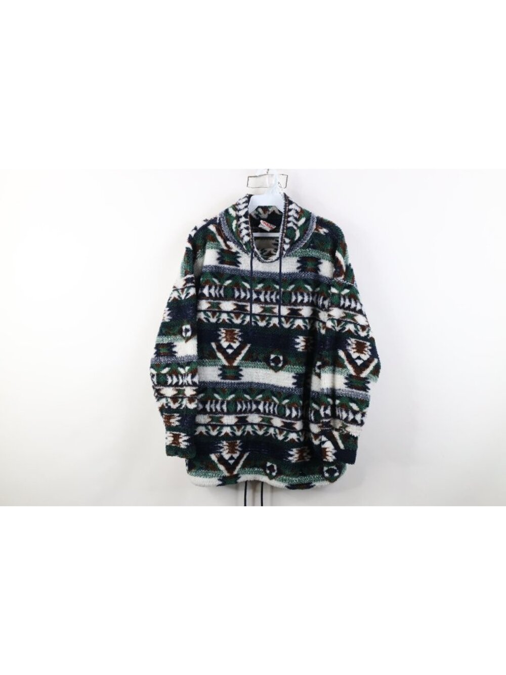 Vintage 90s Streetwear Womens Medium Southwestern Deep Pile Fleece Sweater